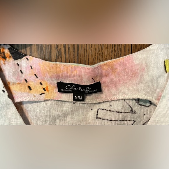 Charlie B Linen sleeveless dress women’s size medium - Picture 2 of 4